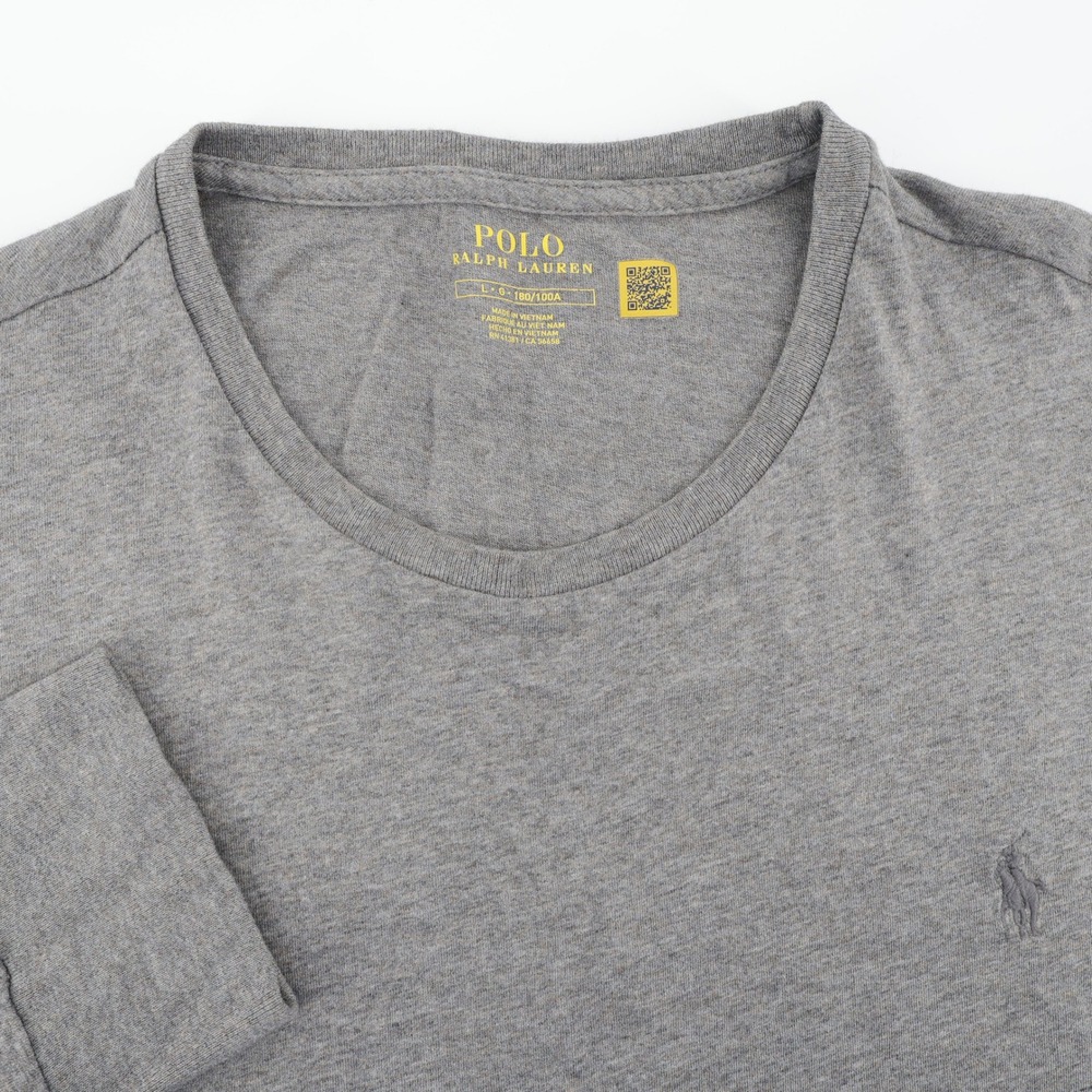 Polo Ralph Lauren Logo Crew Neck T Shirt Grey Long Sleeve Mens Large